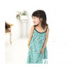 【夏季海灘公主風】韓版時尚兒童沙灘裙/細肩帶連身裙/綠色豹紋連身裙
